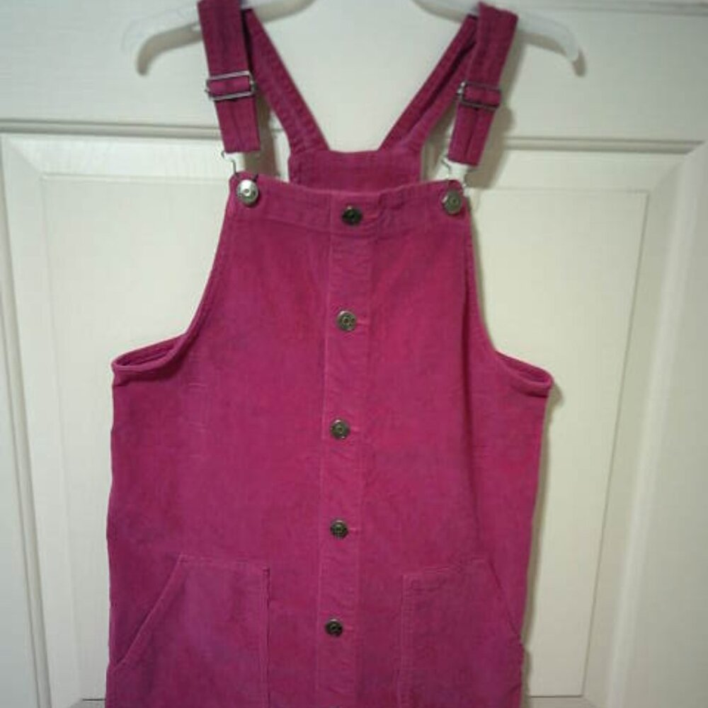 CUTE JORDACHE CORDUROY SIZE XL 14-16 GIRLS FUSHIA PINK OVERALLS JUMPER DRESS 👸